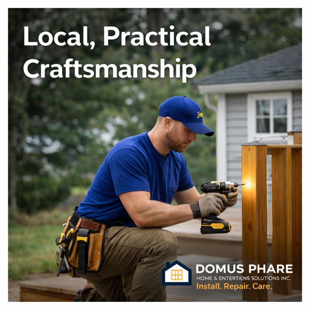 Local home service technician inspecting an electrical meter at a house in Pictou County, Nova Scotia